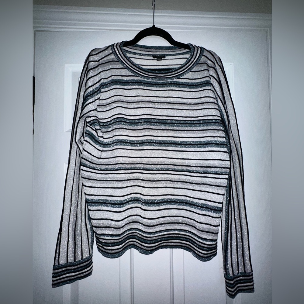 Ann Taylor Factory Sparkly Striped Sweater size Large